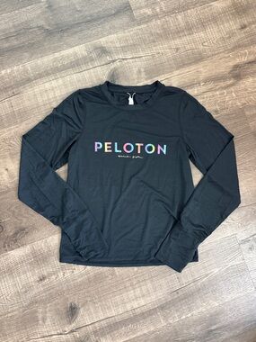 Peloton Black Long Sleeve Tee with Multicolor Logo Medium
